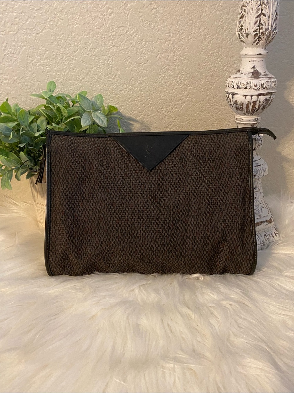 YSL Textured Travel Pouch or Clutch - Vintage Unisex